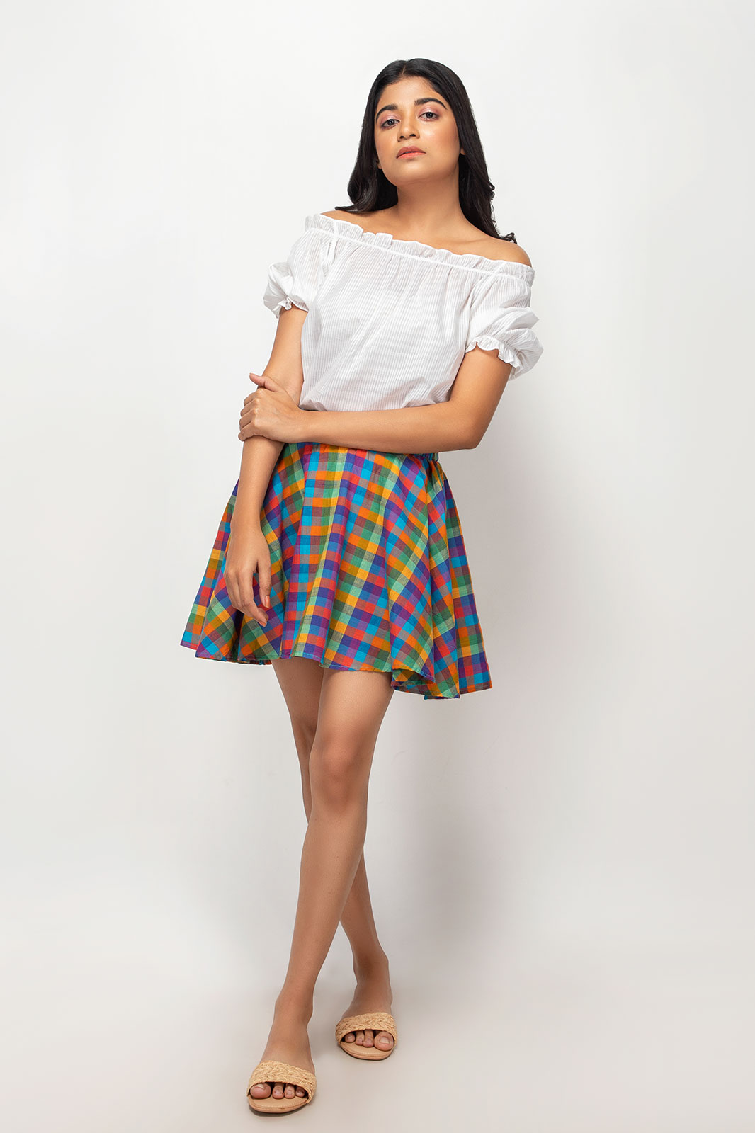 Cotton short skirt, printed cotton skirt, wrap skirt, casual skirt, cotton skirts for women, cotton skirt design, sustainable cotton brand, organic clothing brand, women clothing brand, slow fashion brand, handmade clothing brand, handwoven clothing brand, Online clothing store, sepia stories